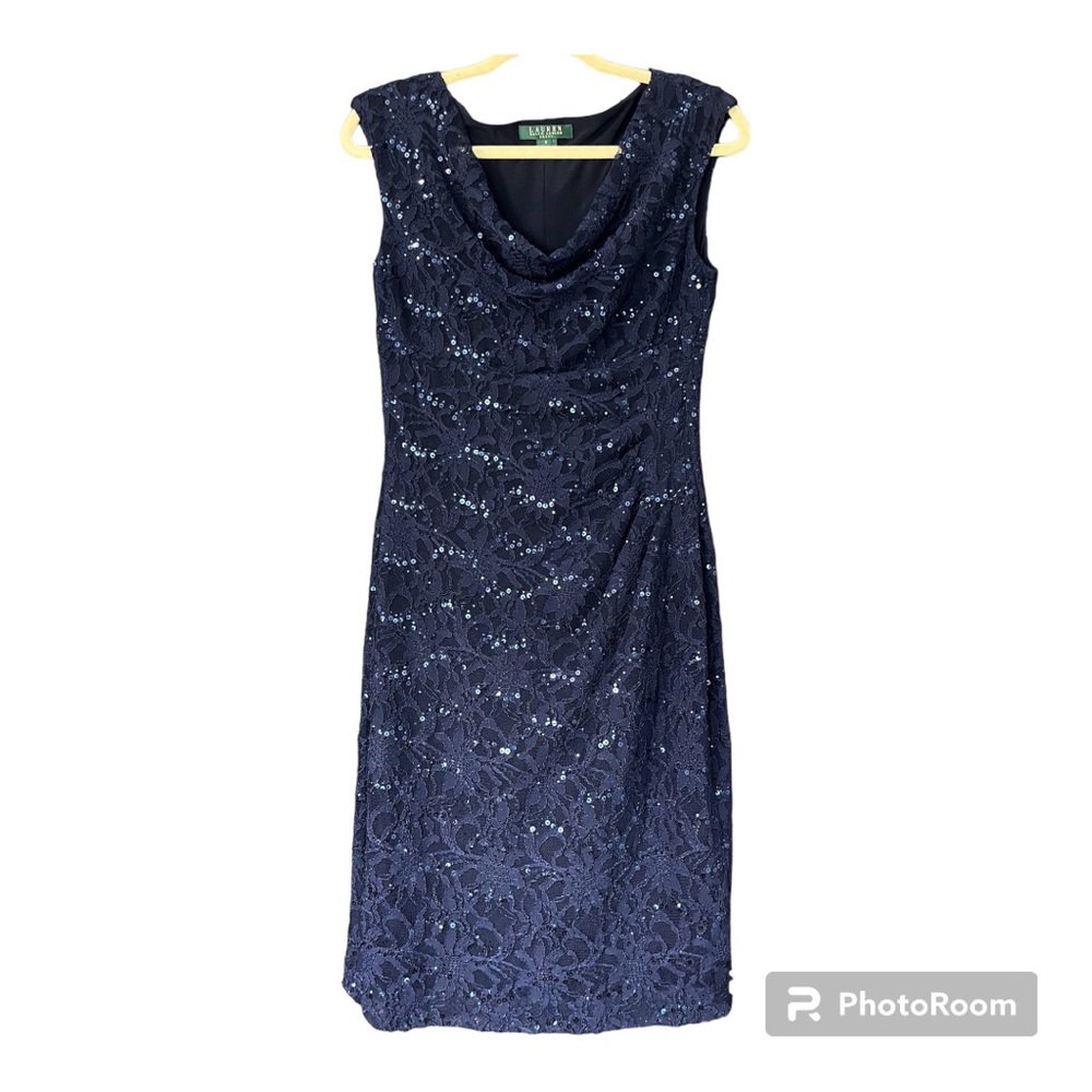 Ralph Lauren Navy Blue Lace Wedding Dress